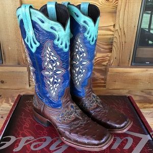 Womens Lucchese Sienna Full Quill Ostrich Boots
